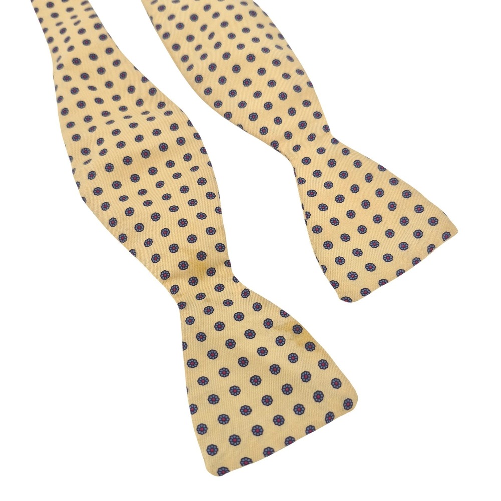 Mens Adjustable‎ Yellow Polka Dot Silk Bow Tie Formal Neckwear Preppy Old Money